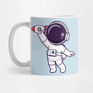 Cute Astronaut Playing Rocket Toy Cartoon Mug